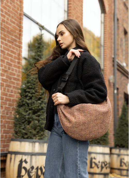 Жіноча сумка хобо Sambag тканинна Теракотовий (728058428)