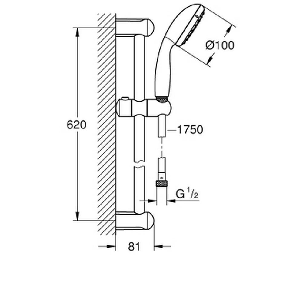 Душовий комплект Grohe Tempesta 100 27598001 із штангою Хром (111186) - фото 2