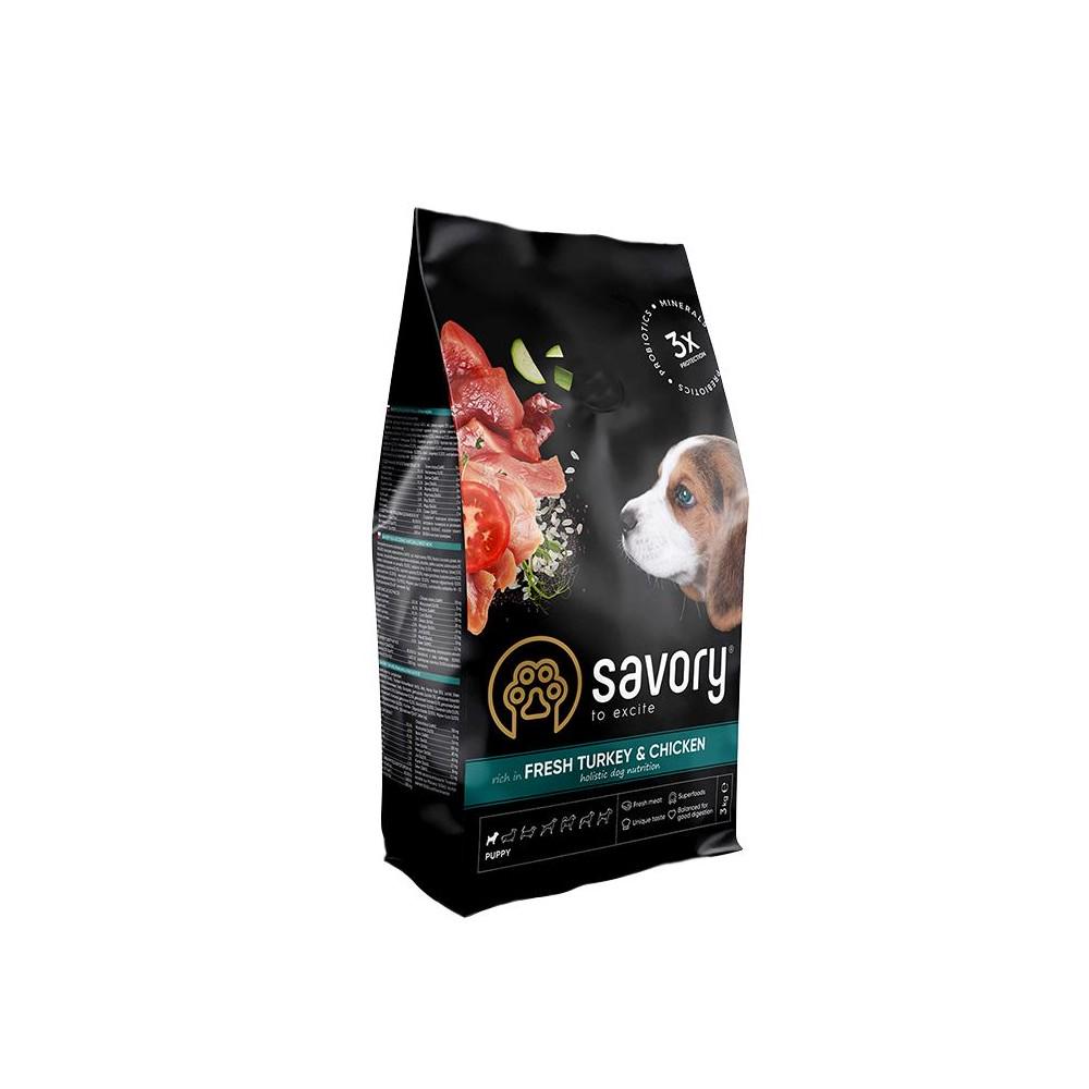 Корм сухий Savory Puppy для цуценят усіх порід зі свіжою індичкою і куркою