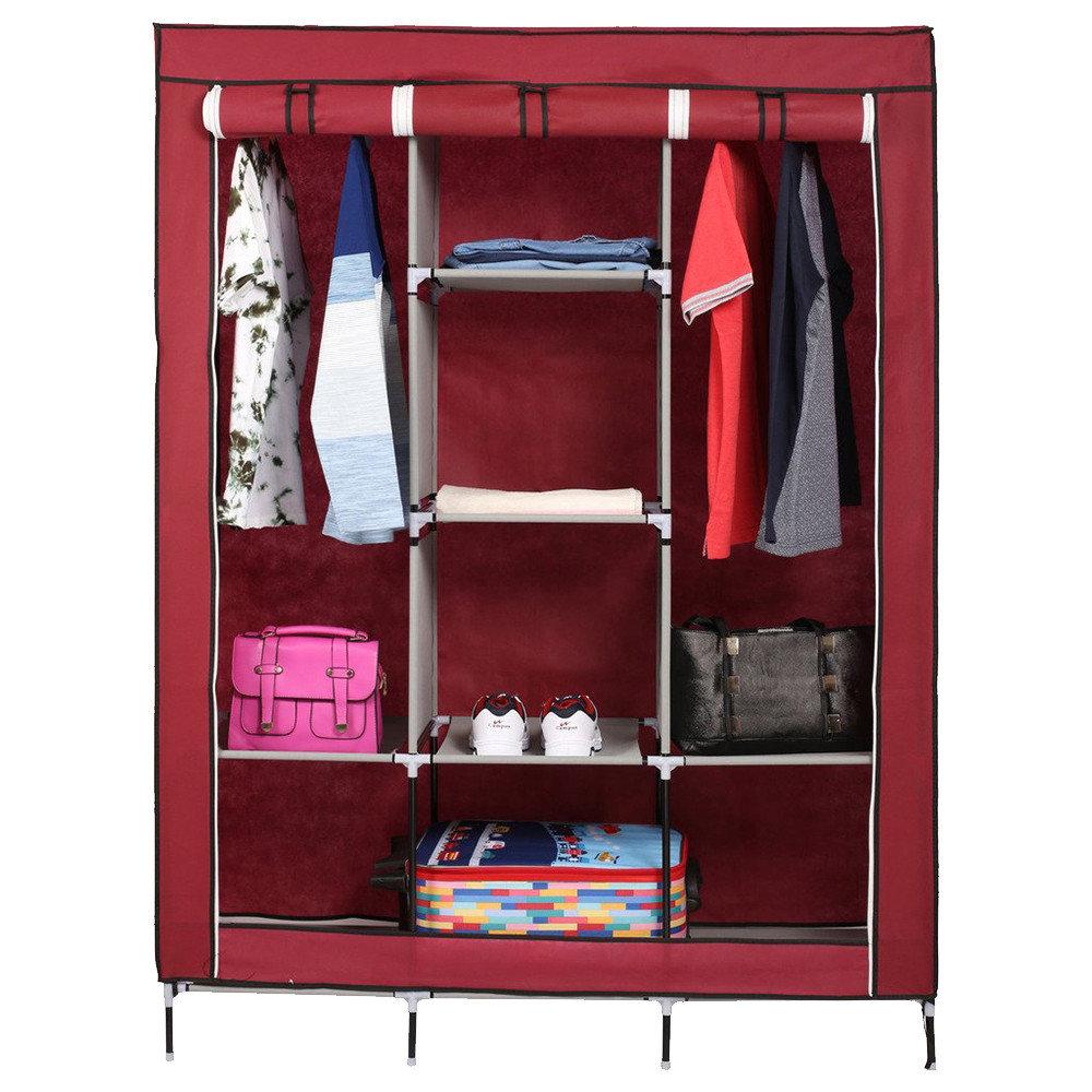 Складной тканевый шкаф одежды Storage Wardrobe 88130 на 3 секции Красный (V2881) - фото 3