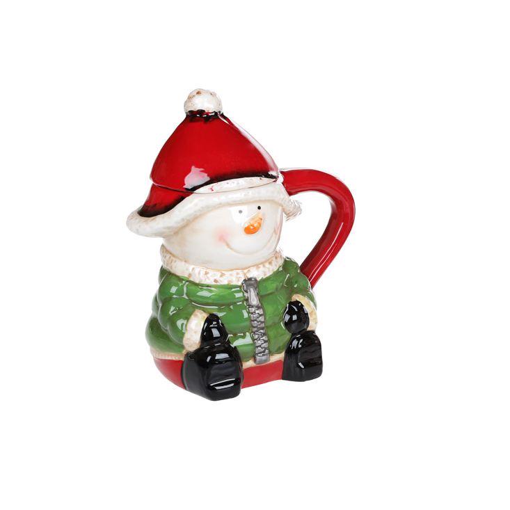 Кружка керамическая BonaDi фигурная с крышкой Снеговик Дизайн 1 460 мл (827-858) - фото 2 Кружка керамическая BonaDi фигурная с крышкой Снеговик Дизайн 1 460 мл (827-858) - фото 2