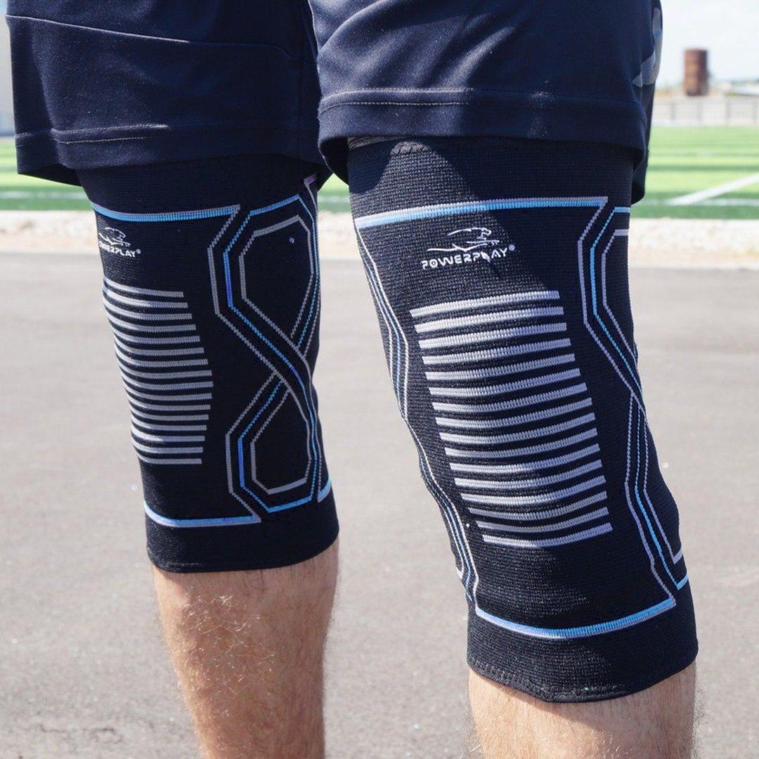 Наколенники спортивные PowerPlay PP-4099 Knee Support пара Черный/Синий L/XL (A-013256) - фото 2