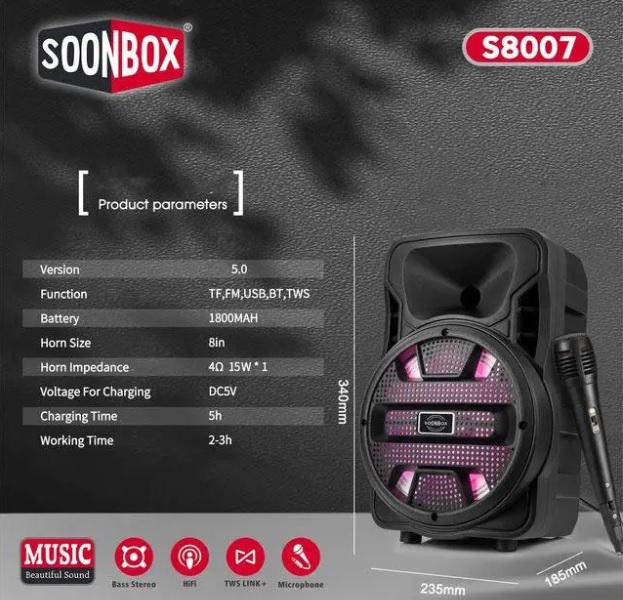 Портативная колонка Soonbox S8007 Bluetooth с микрофоном - фото 7