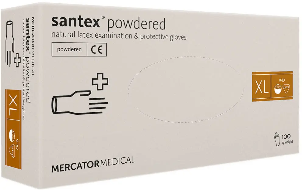 Перчатки SANTEX латексные XL100 шт. 50 пар Белый