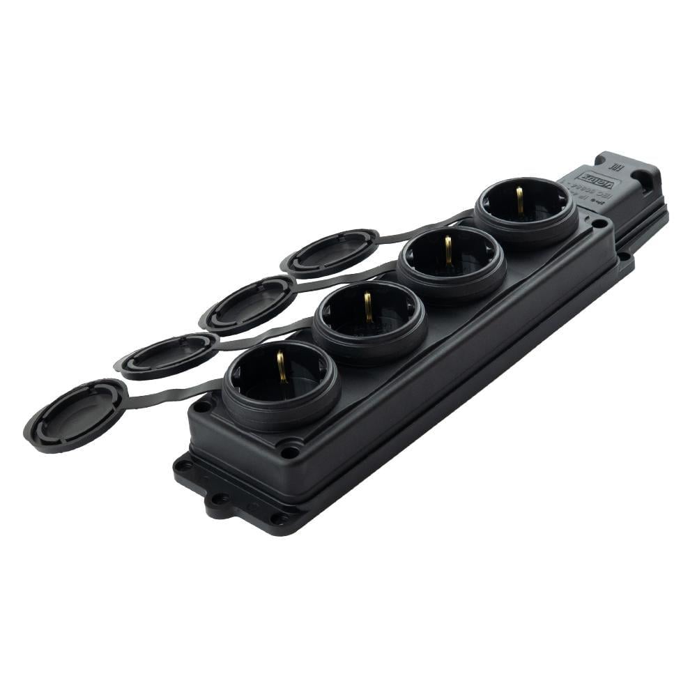 Колодка чотиримісна Violux каучук настінна з заземленням та кришкою IP44 (27848521)