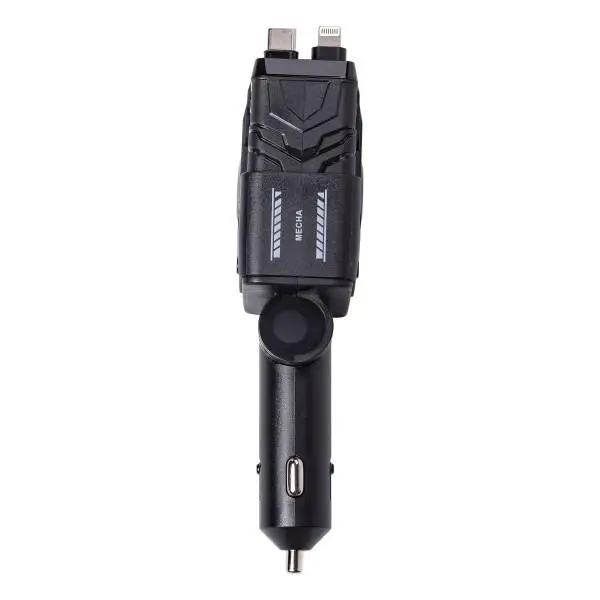 Зарядное устройство автомобильное 4в1 с выдвижным кабелем Черный (HP-A1B) - фото 6