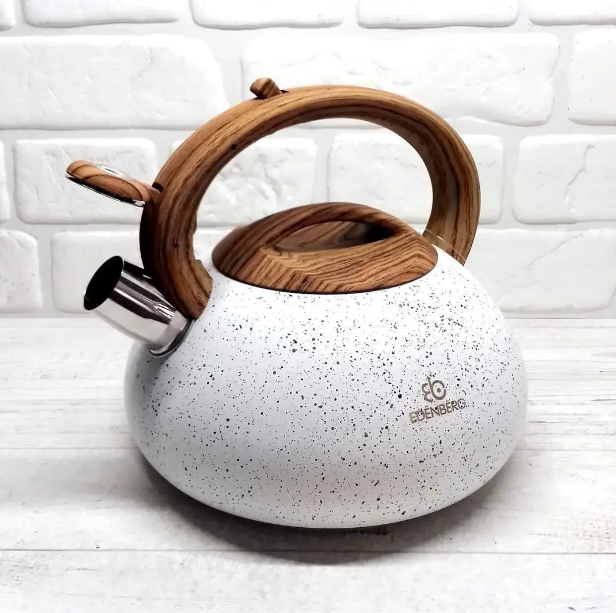 Чайник с свистком для индукционных плит Edenberg EB-8802 из нержавеющей стали 3 л Белый (2530556725)