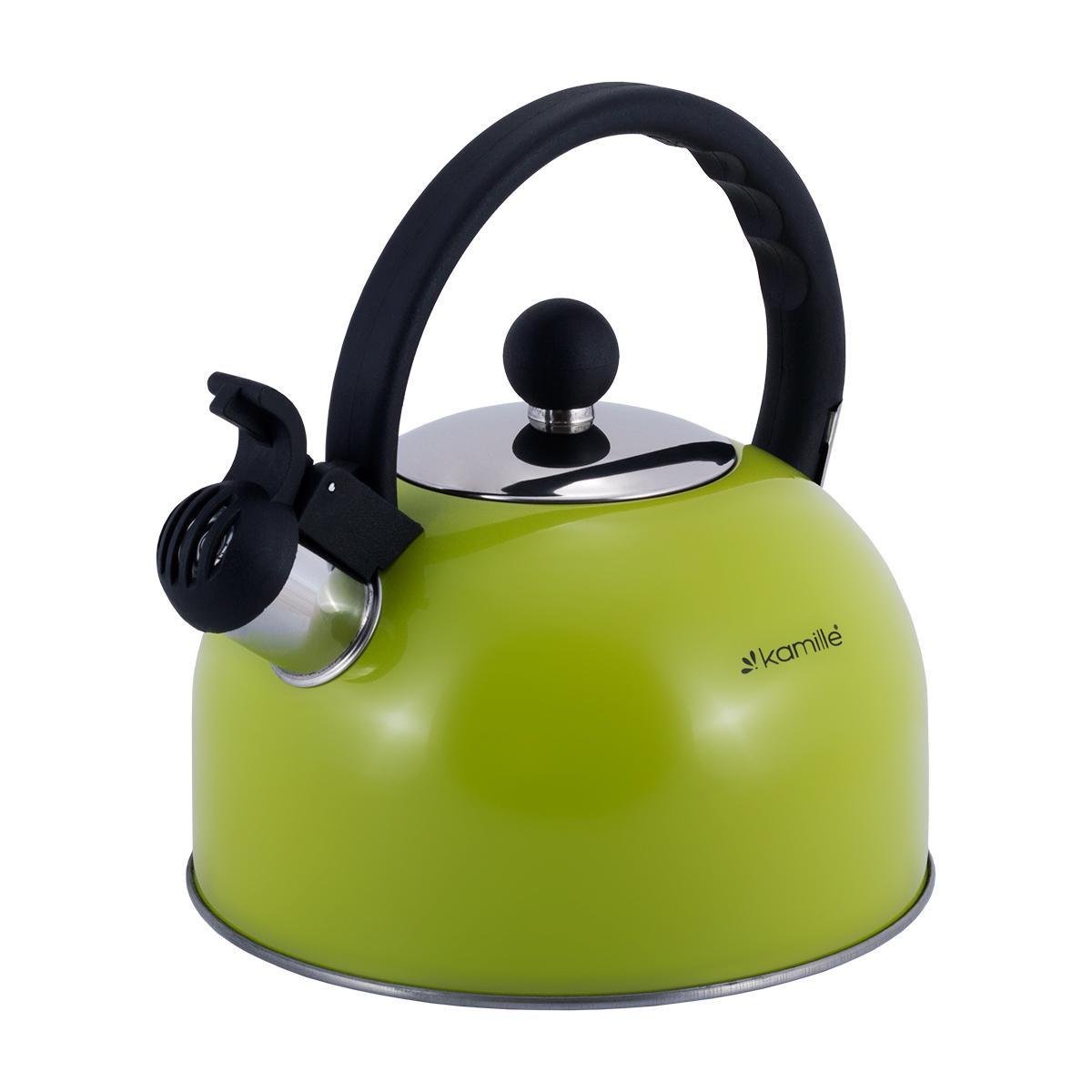 Чайник Kamille Vizo з нержавіючої сталі зі свистком 2,5 л Салатовий (13126113) - фото 4 Чайник Kamille Vizo з нержавіючої сталі зі свистком 2,5 л Салатовий (13126113) - фото 4
