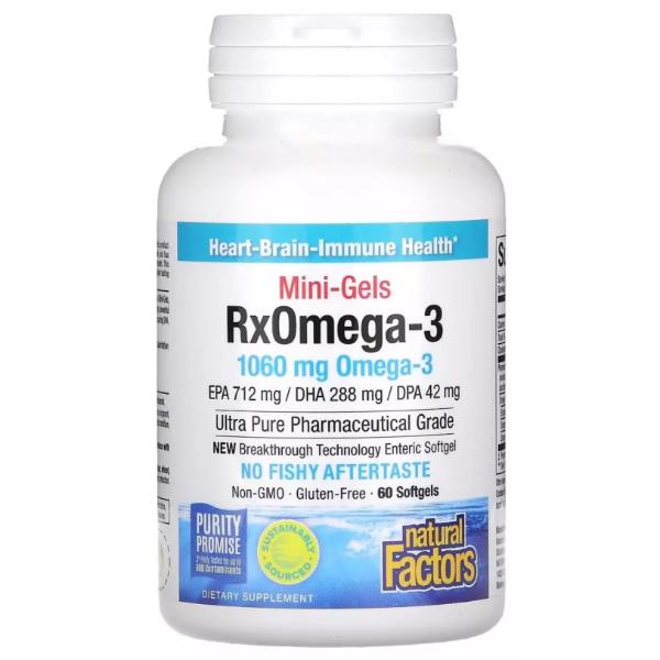 Омега 3 Natural Factors RxOmega-3 Mini-Gels 1060 мг 60 м'як. капс. (000022111)