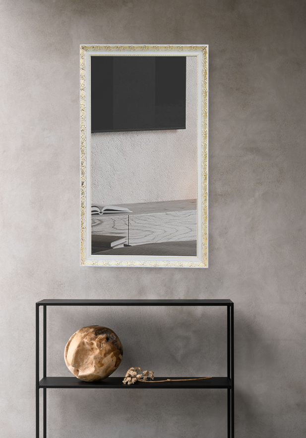 Дзер кало настінне CRYSTAL GLASS в багетній білій рамі 1200x600 мм (С3378)