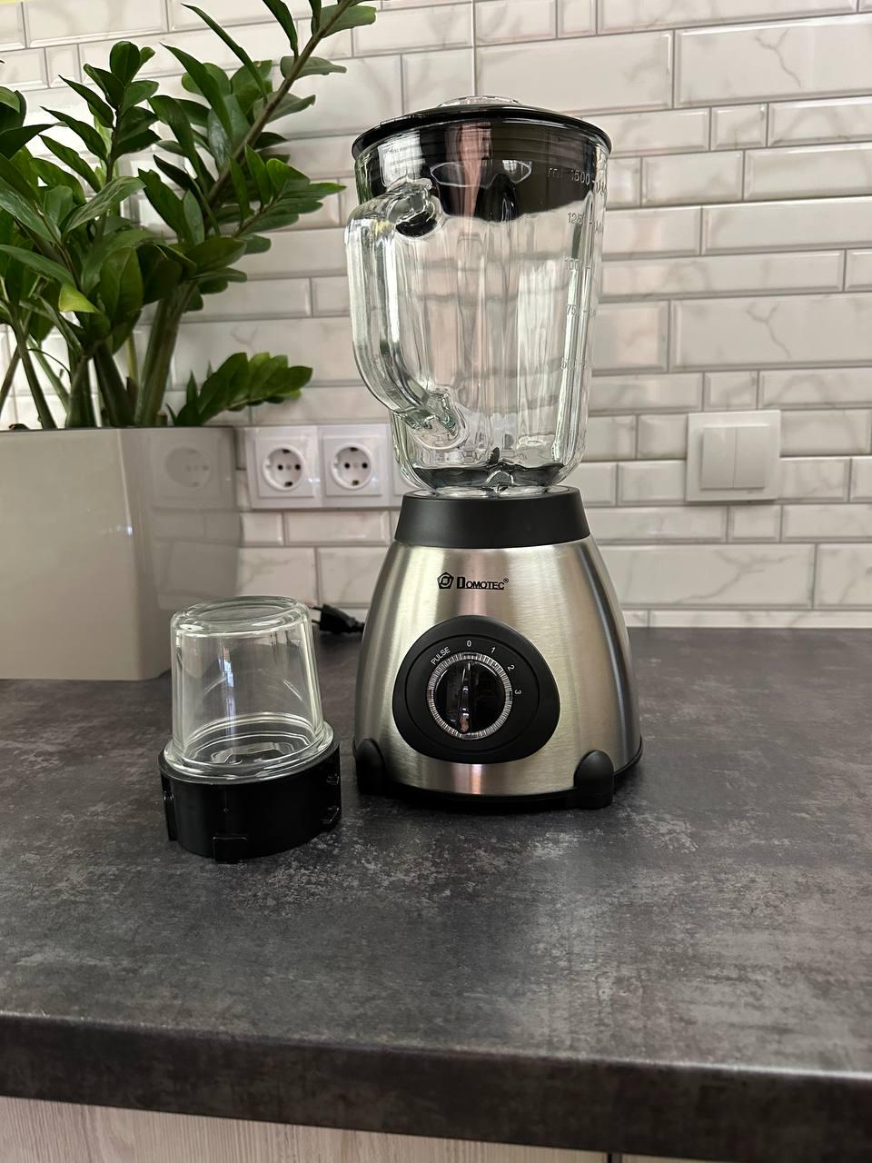 Блендер Domotec стаціонарний 2в1 скляні чаші з кавомолкою 1000 W (MS-6610)