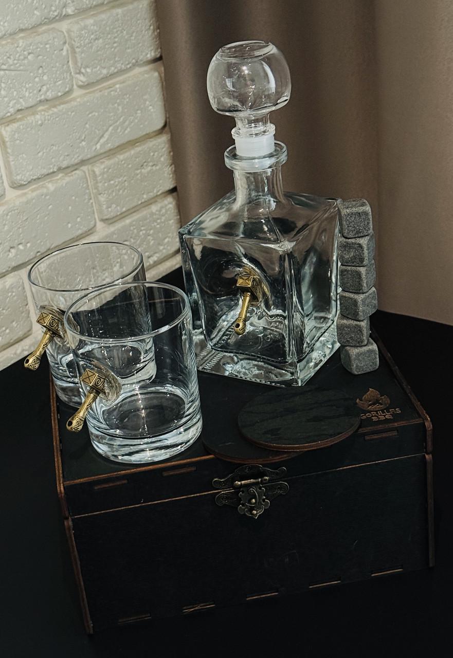 Набор для виски Gorillas BBQ Молот 2 графин/2 стакана молот/камни и подставки в коробке (GL14)