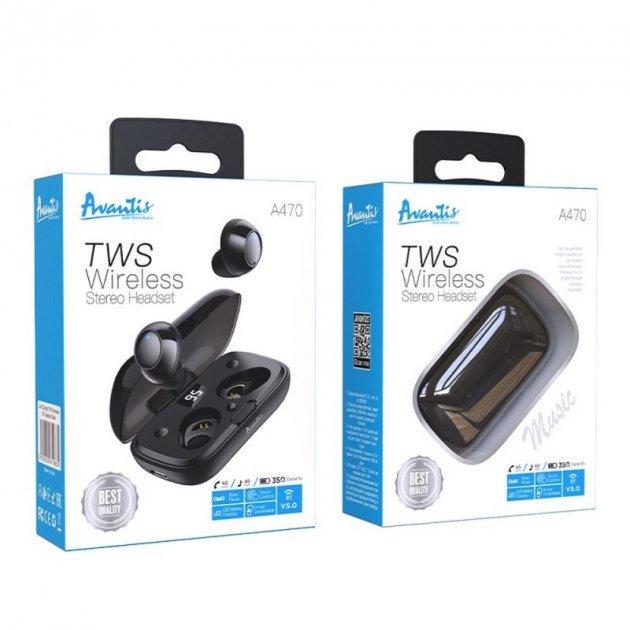 Навушники бездротові Avantis A470 TWS Чорний (1858272603) - фото 2 Навушники бездротові Avantis A470 TWS Чорний (1858272603) - фото 2