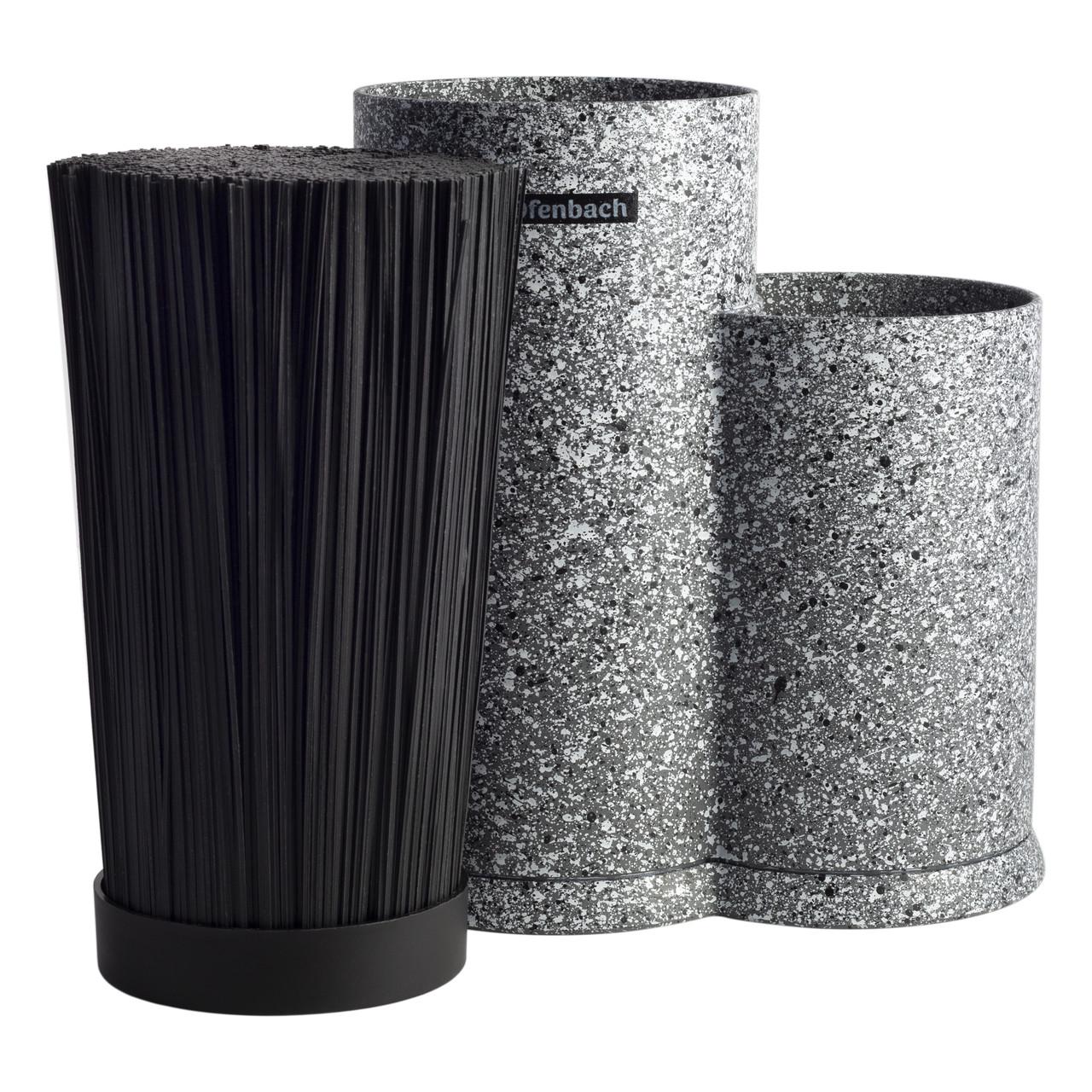 Підставка для ножів та кухонного приладдя подвійна Ofenbach КМ-100213 із пластику 10,3х19х23 см Сірий мармур (150-84-100213)