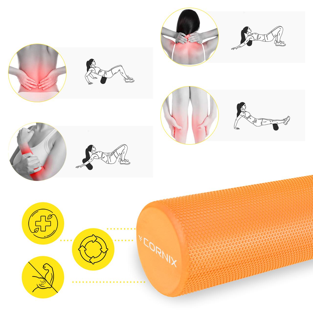 Масажний ролик Cornix EVA+ 45х15 см Orange (XR-0302) - фото 9