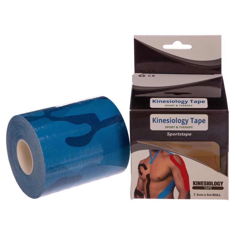 Кінезіо тейп Kinesio tape SP-Sport BC-0842-7_5 7,5 см х 5 м Камуфляжно-синій (186799)