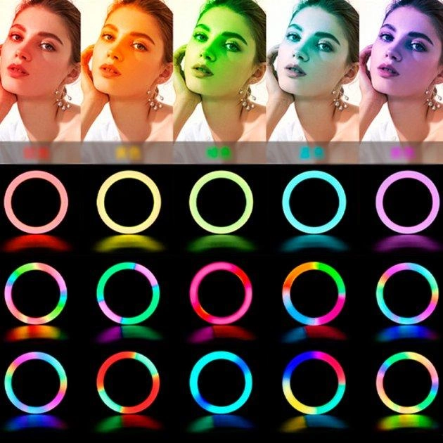 Лампа кольцевая для селфи MJJ-30 USB LED RGB + держатель Разноцветный - фото 4