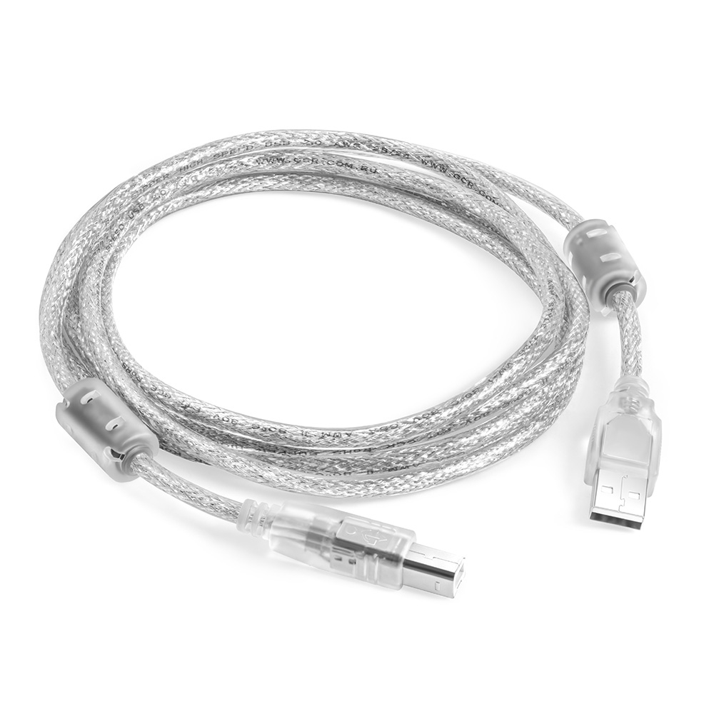 Кабель USB 2,0 AM/BM прозорий з феритами 3 м (2548)