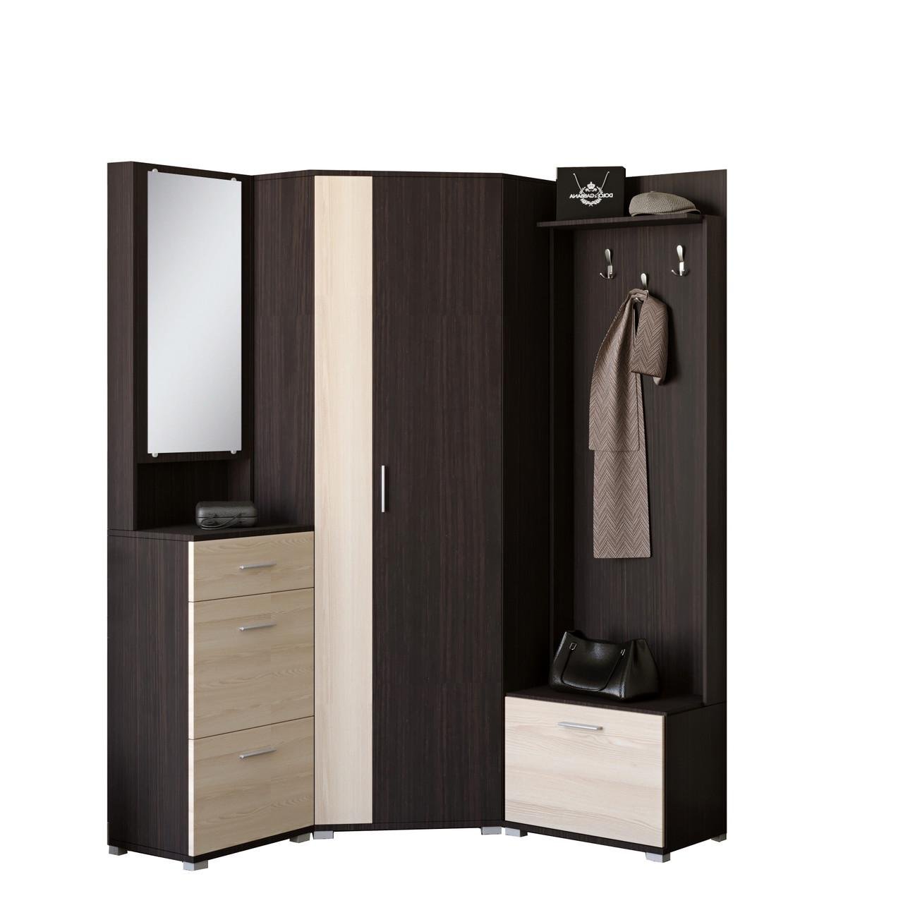 Прихожая Эверест Бриз-3 с угловым шкафом ШКУ-14 3 элемента Венге/Дуб молочный (DTM-2656)