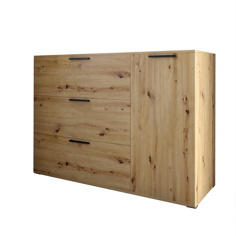 Комод Lion Краш с тремя выдвижными ящиками и закрытыми полками Дуб артизан (000-000-2253) - фото 2