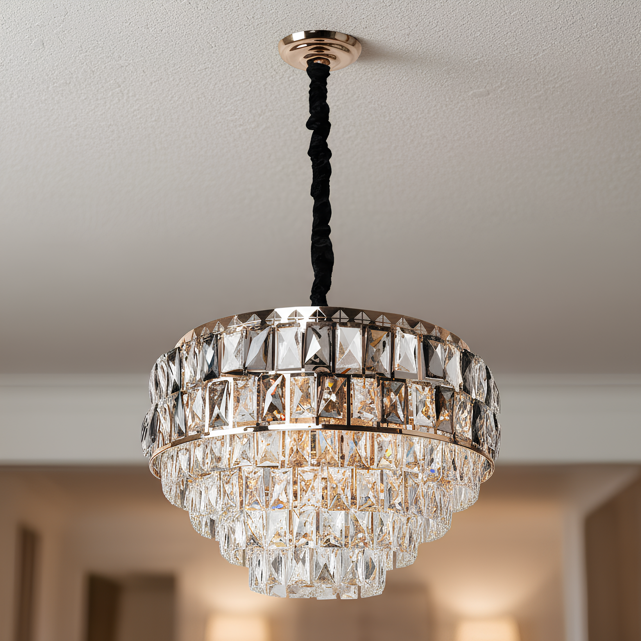 Люстра Sirius с хрустальными рассеивателями под пятнадцать ламп Е14 Золотой (19306-15)