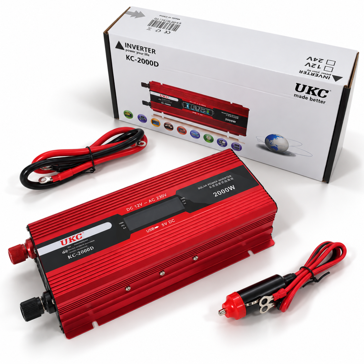 Преобразователь напряжения-инвертор UKC KC-2000D 2000 W 12 V (9436003)