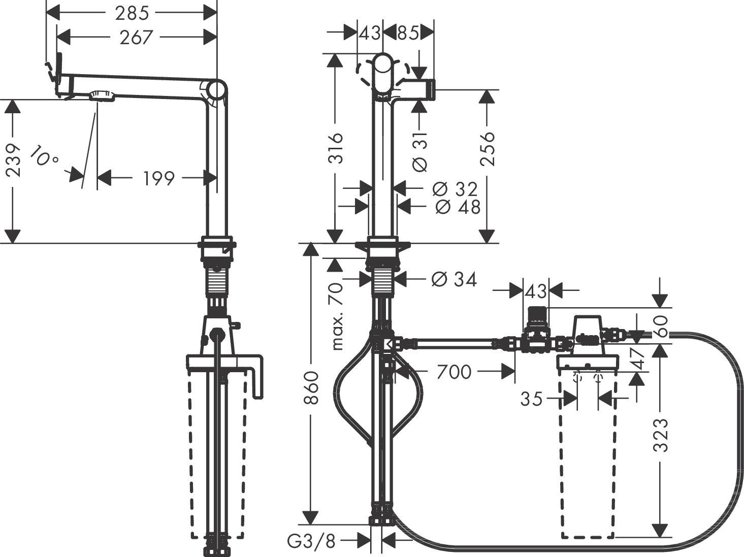 Cмеситель для кухни Hansgrohe Aqittura M91 76804000 на две воды Хром (148941) - фото 2