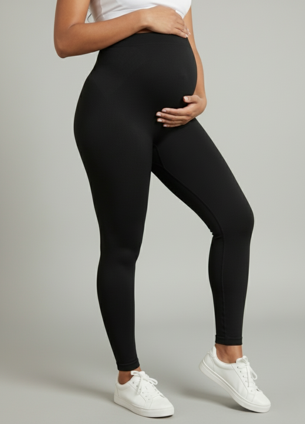 Лосины для беременных женские для будущих мам повседневные с удобной высокой посадкой L Черный (70197/L)