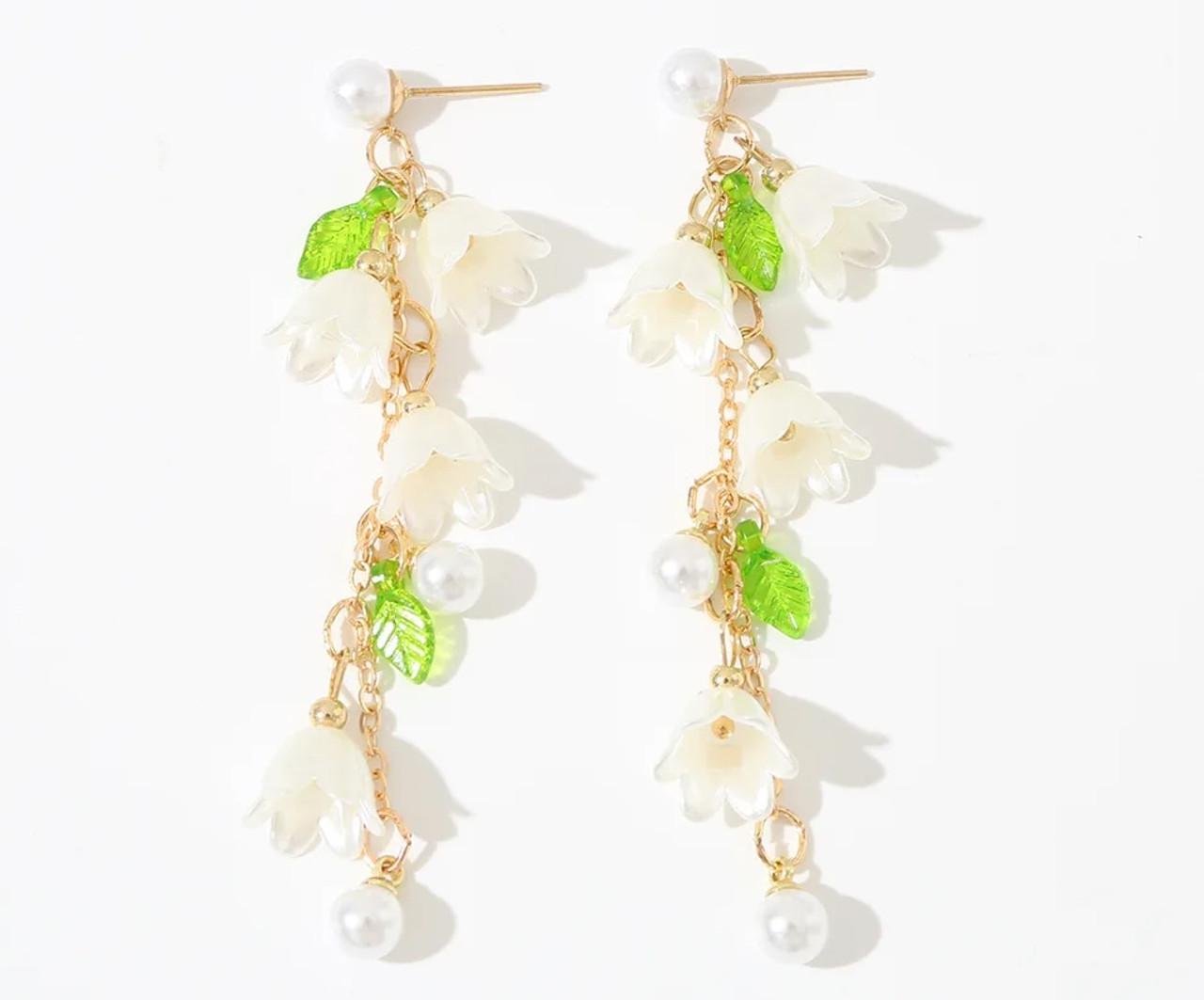 Серьги с подвеской Primo Lily в форме цветов и жемчуга Gold (27655699690)