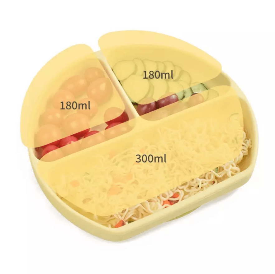 Тарілка силіконова трисекційна Лимонний (10713) - фото 4 Тарілка силіконова трисекційна Лимонний (10713) - фото 4
