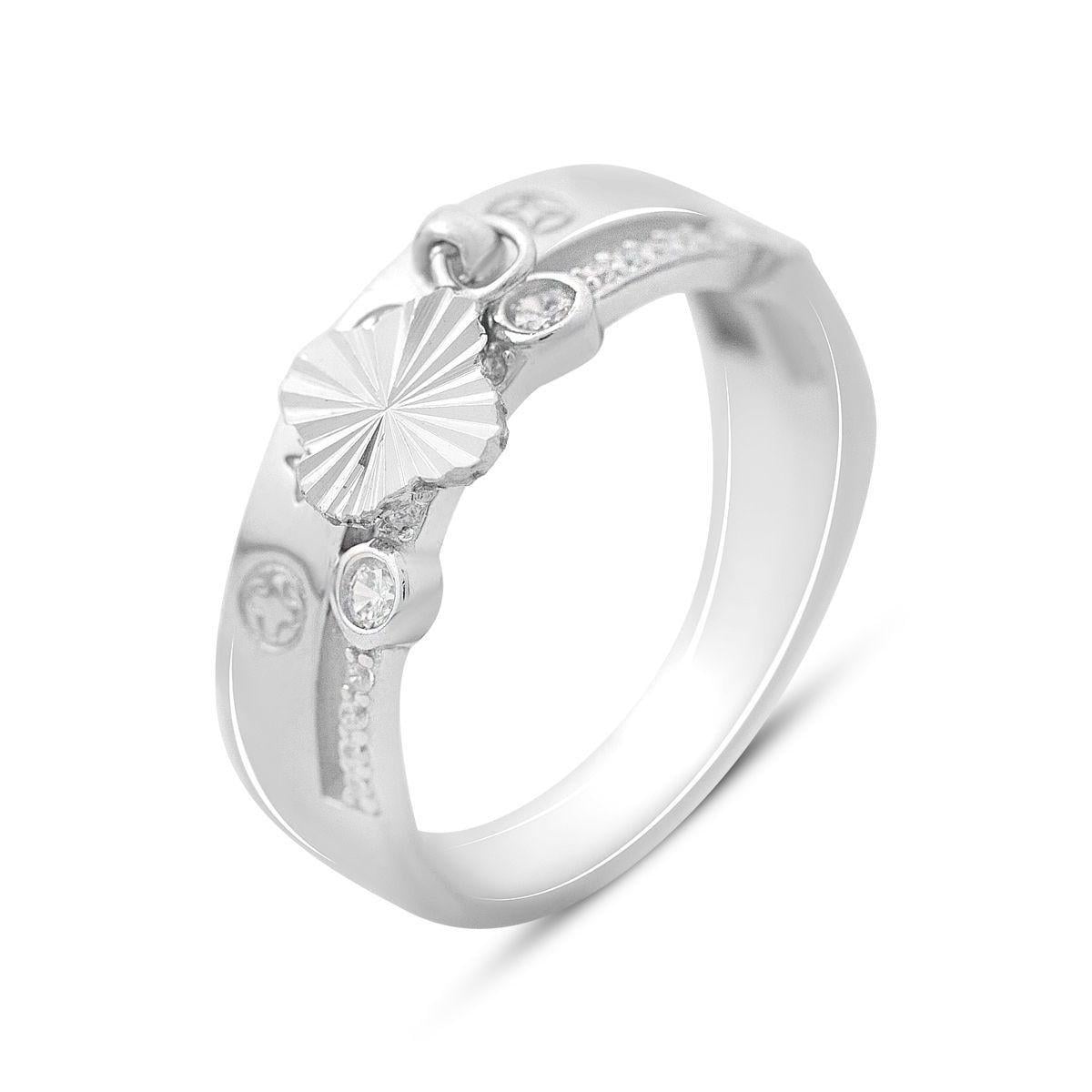 Кольцо серебряное LoveR с круглым рельефным элементом и вставками фианитов р. 17,5