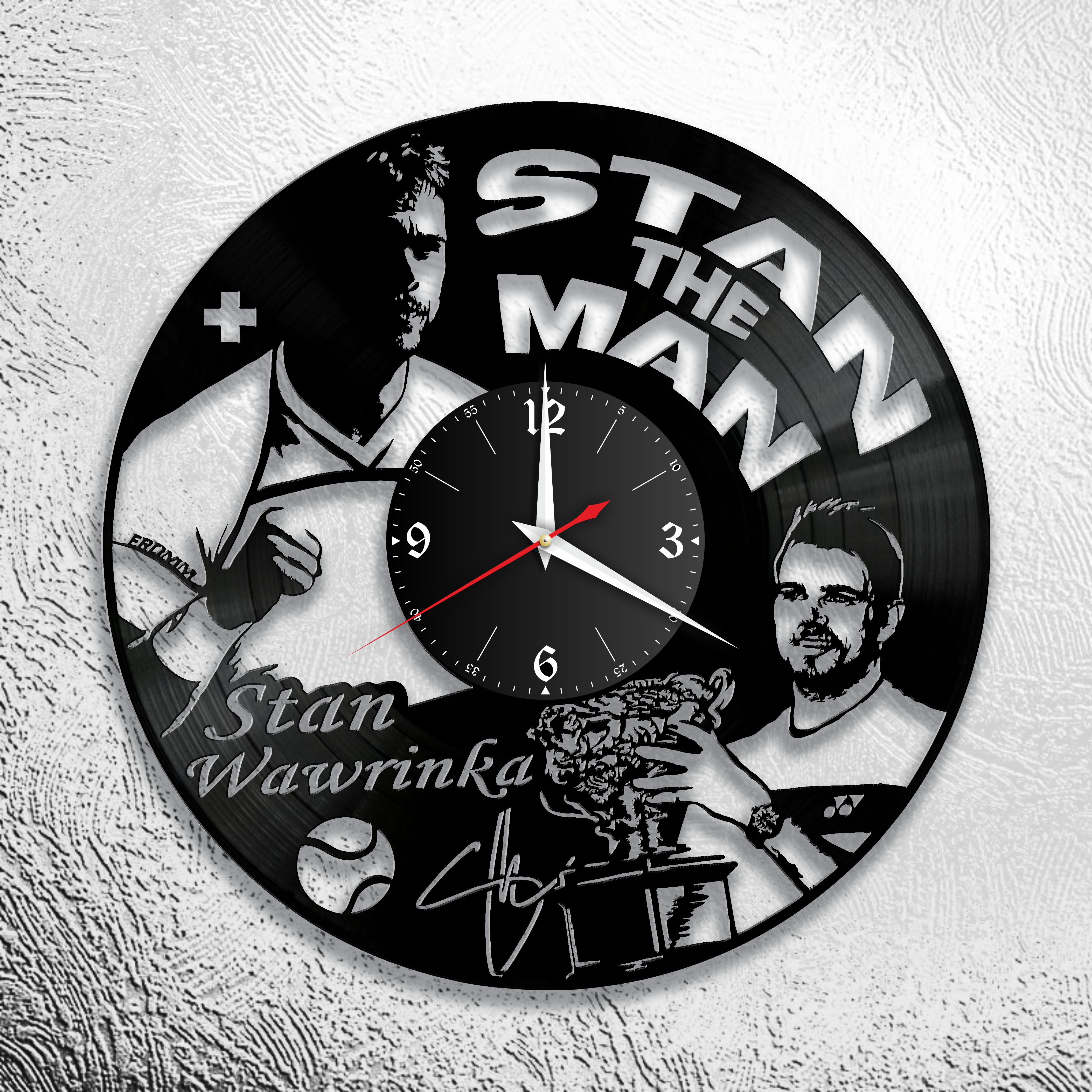 Часы настенные Стэн Вавринка 0990 из виниловой пластинки