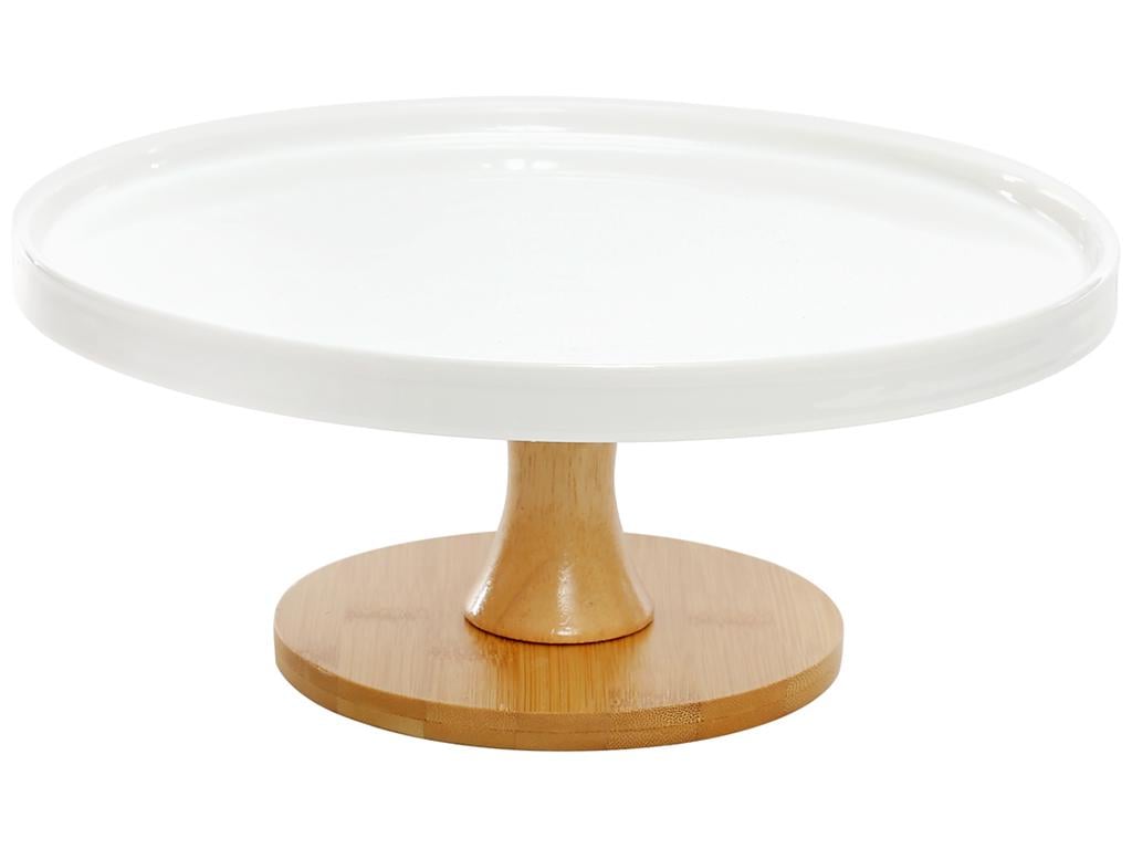 Тортовница с бамбуковой ножкой 28 см Белый (BDI-988-303)