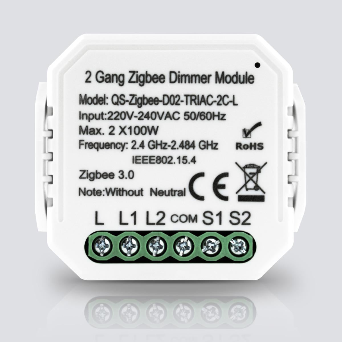 Дымер двухканальный Tuya ZigBee без нулевой линии (WH00278)