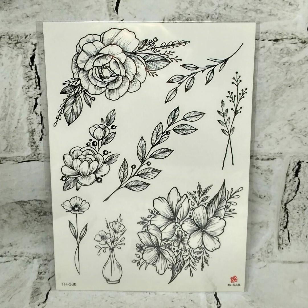 Временные тату Цветы (TH-388)