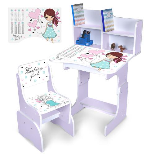 Парта со стульчиком N 2071-8-6 Fashion Girl с таблицей умножения - фото 2 Парта со стульчиком N 2071-8-6 Fashion Girl с таблицей умножения - фото 2