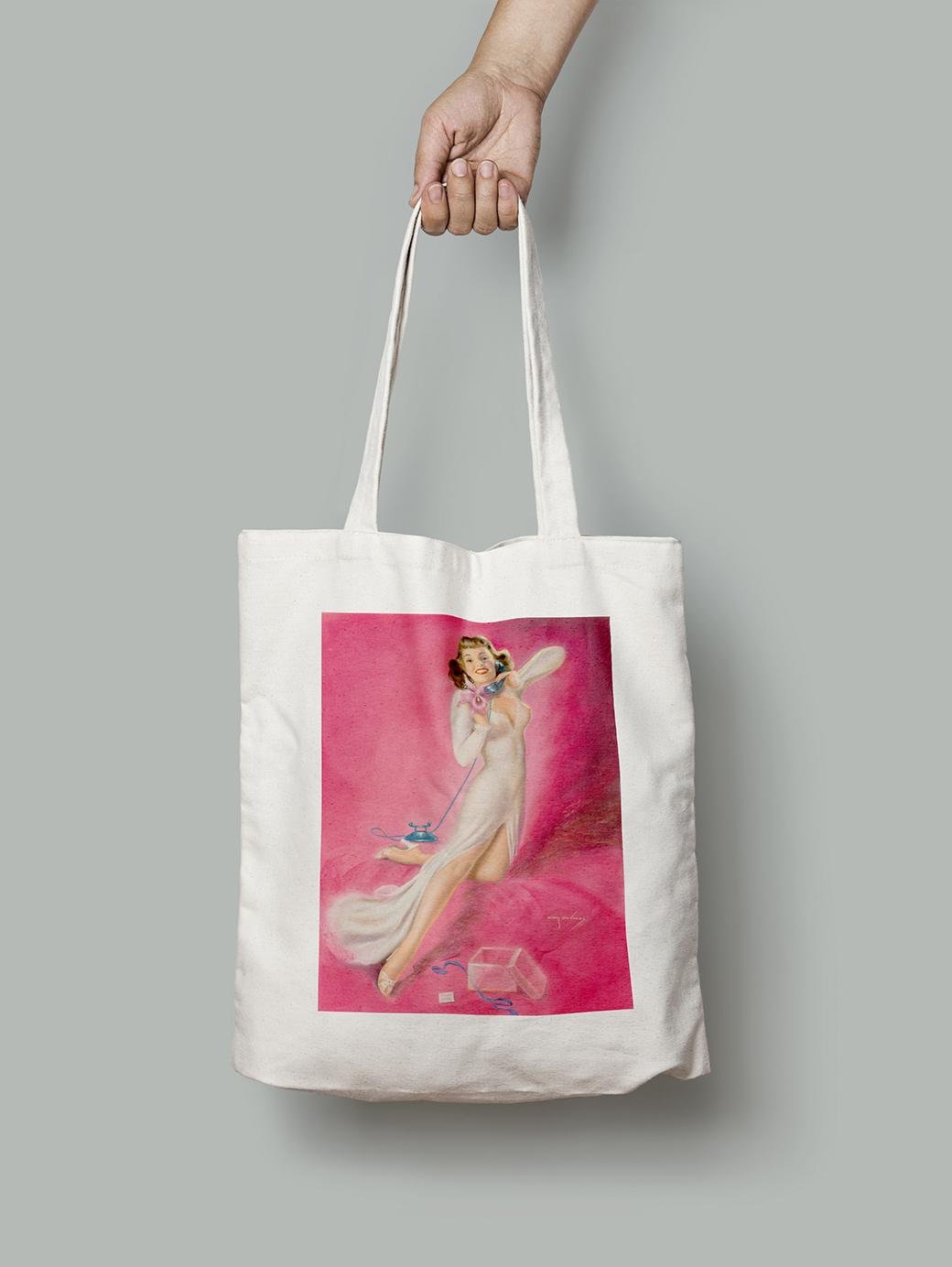 Эко-сумка Кокетка в блестящем платье шопер (pin_up010016_Bag)