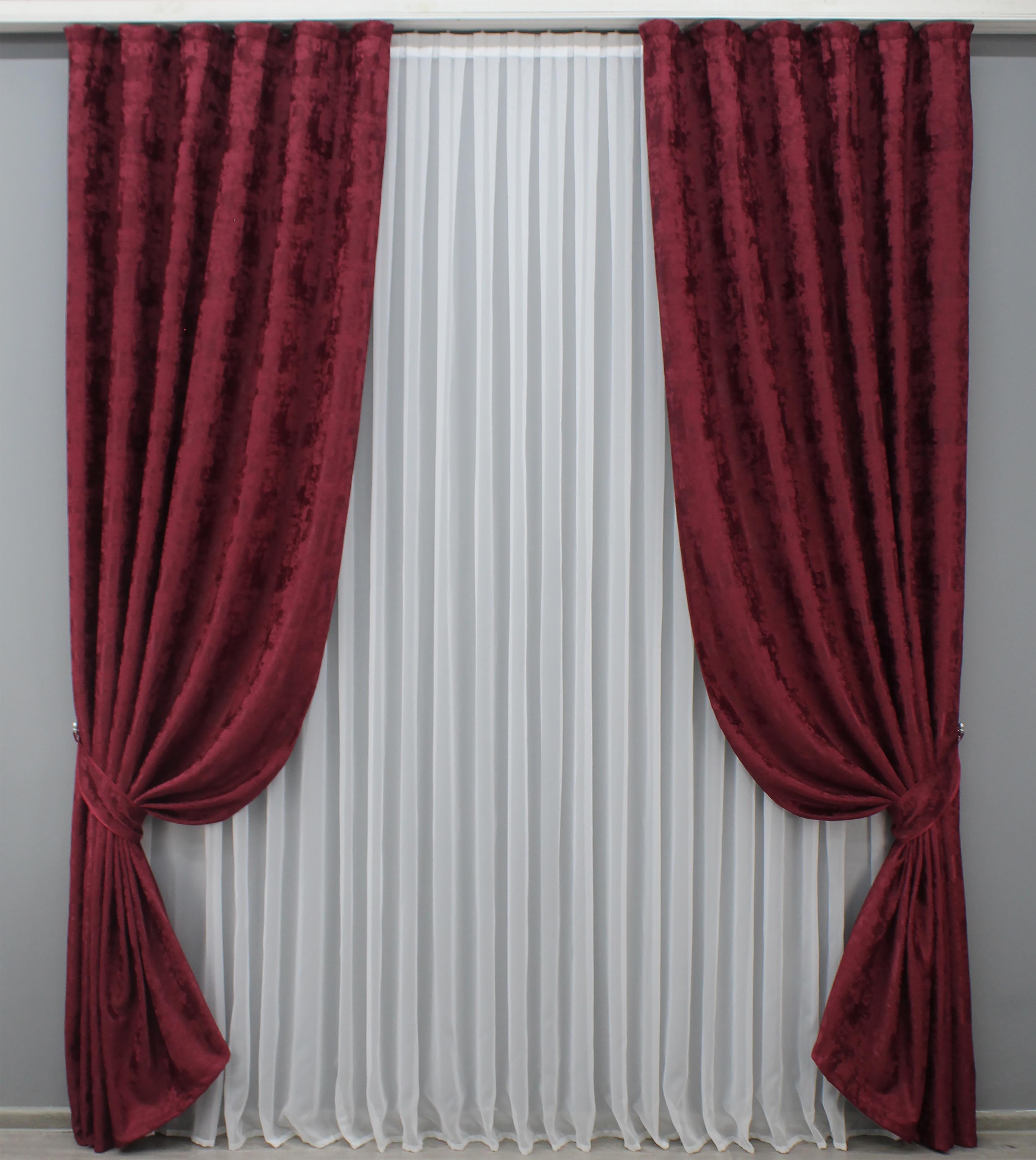 Комплект готовых штор VR-Textil Жаккард Sultan XO №1472ш 100х270 см 2 шт. Бордовый (31-028)