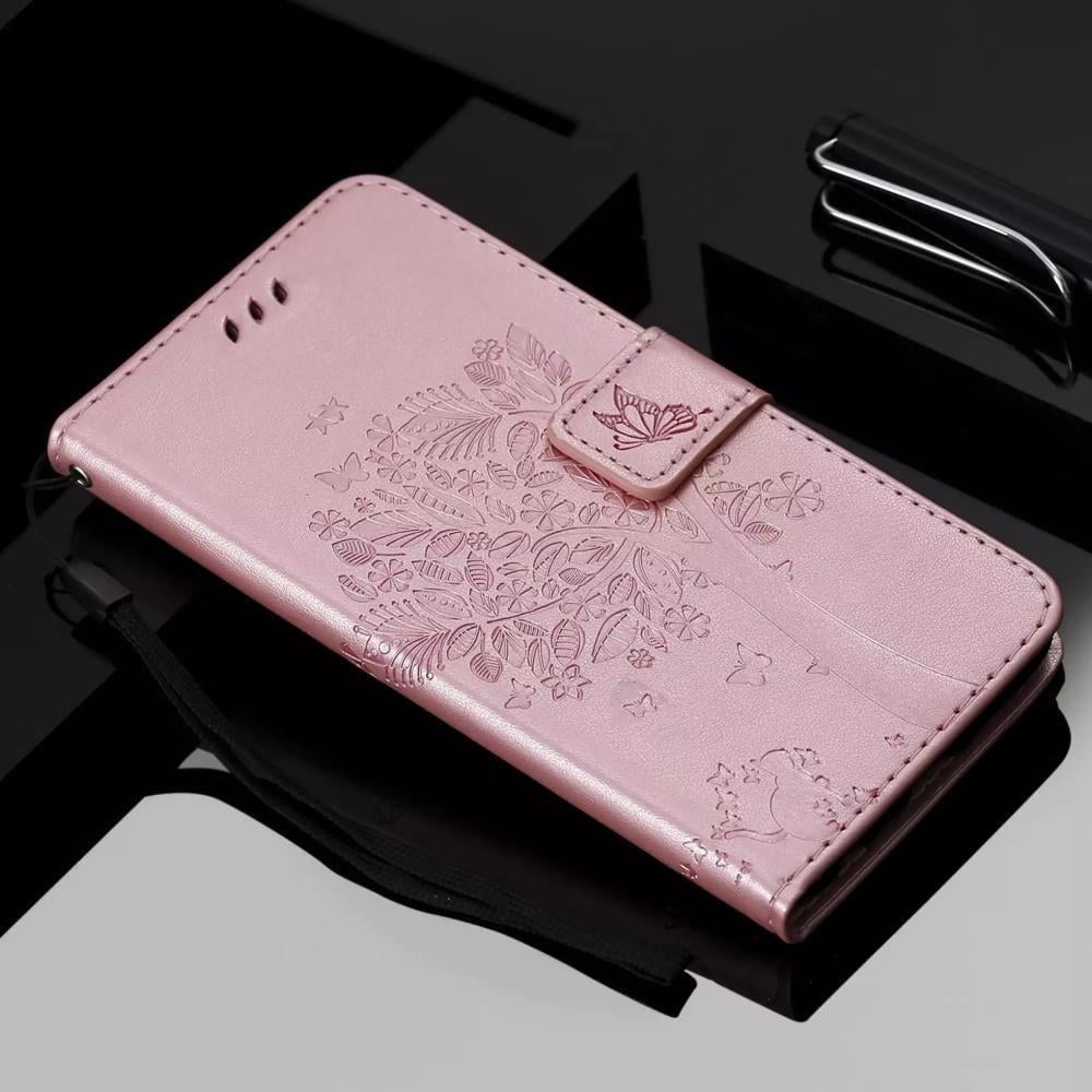 Чехол книжка Xiaomi Redmi 10C Кот и Дерево Rose Gold (30495-27)