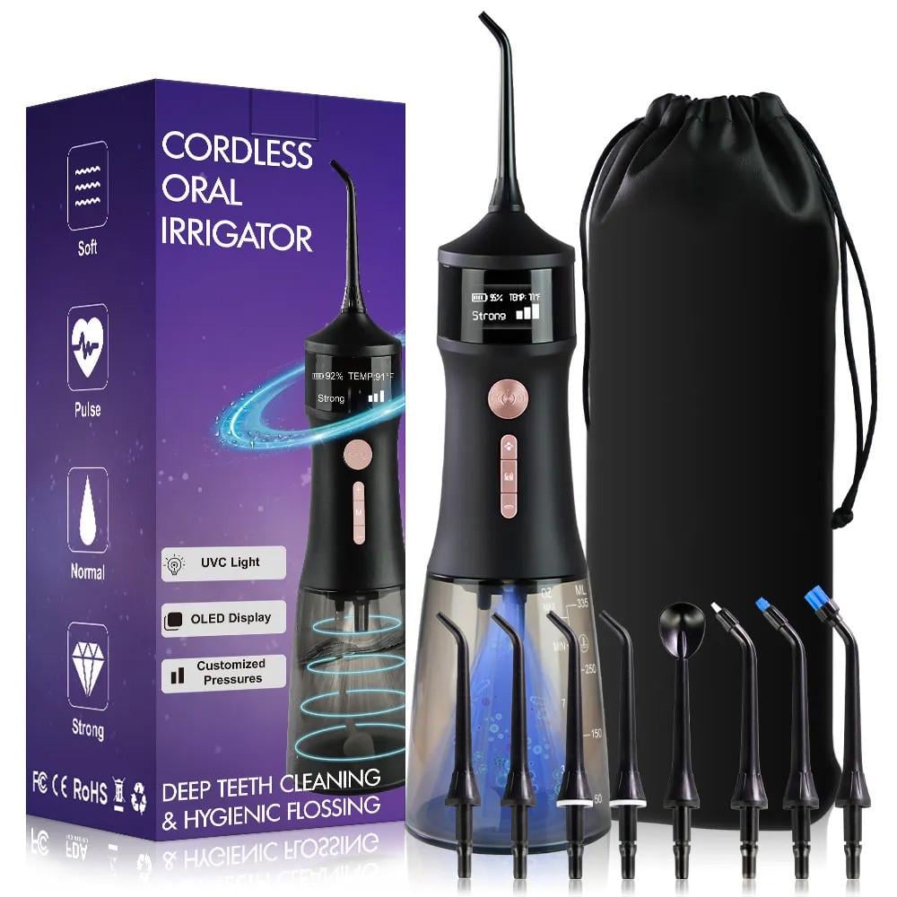 Іригатор порожнини рота портативний з УФ-стерилізацією 8 насадок для чищення зубів 335 мл (24190329)