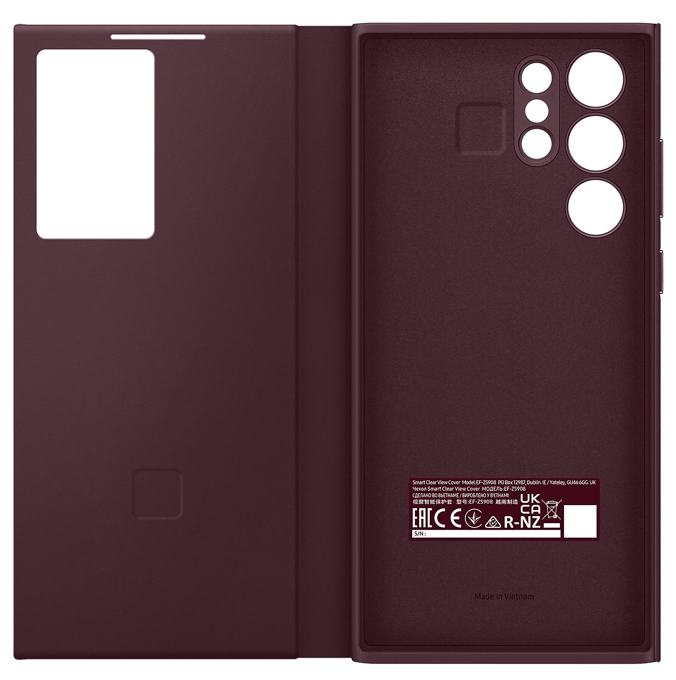 Чохол-книга S-View Clear View Cover EF-ZS908CBEGRU для Samsung Galaxy S22 Ultra (6.8") Burgundy - фото 3