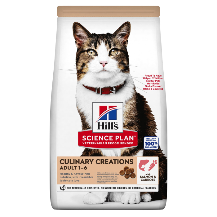 Корм сухой для взрослых кошек Hill's Science Plan Culinary Creations с лососем и морковью 1,5 кг