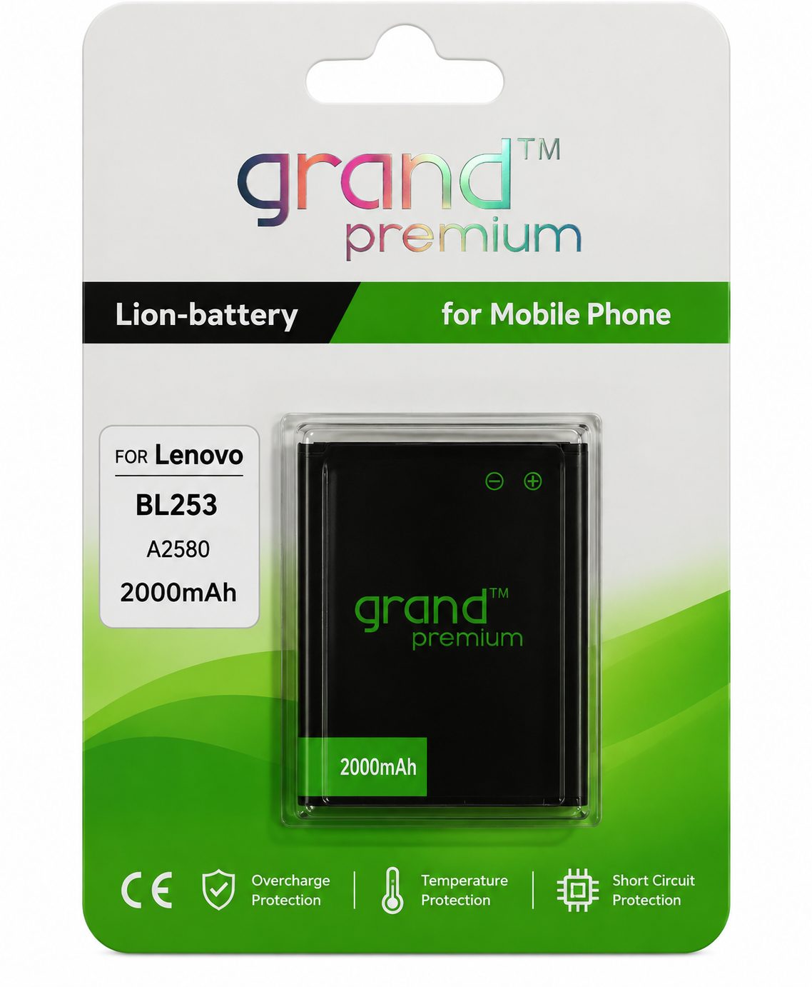 Аккумулятор Grand Premium BL253 для Lenovo A2580 2000 mAh (3512504)
