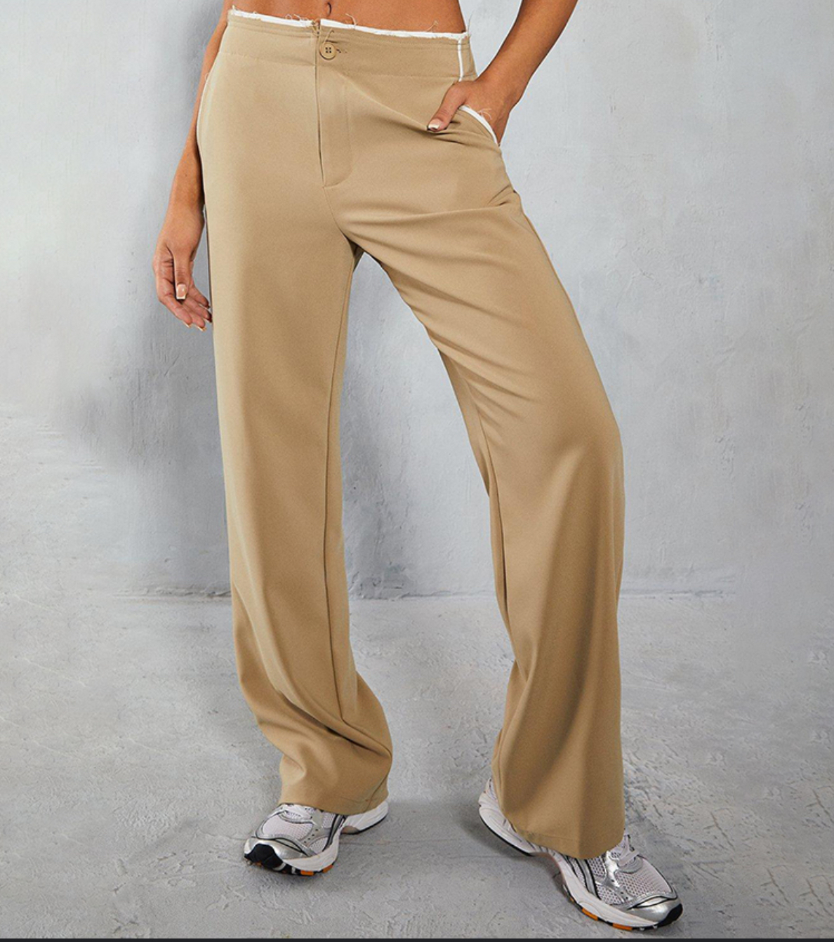 Брюки Misspap базові кантом Бежевий/Білий (29439348) - фото 2 Брюки Misspap базові кантом Бежевий/Білий (29439348) - фото 2