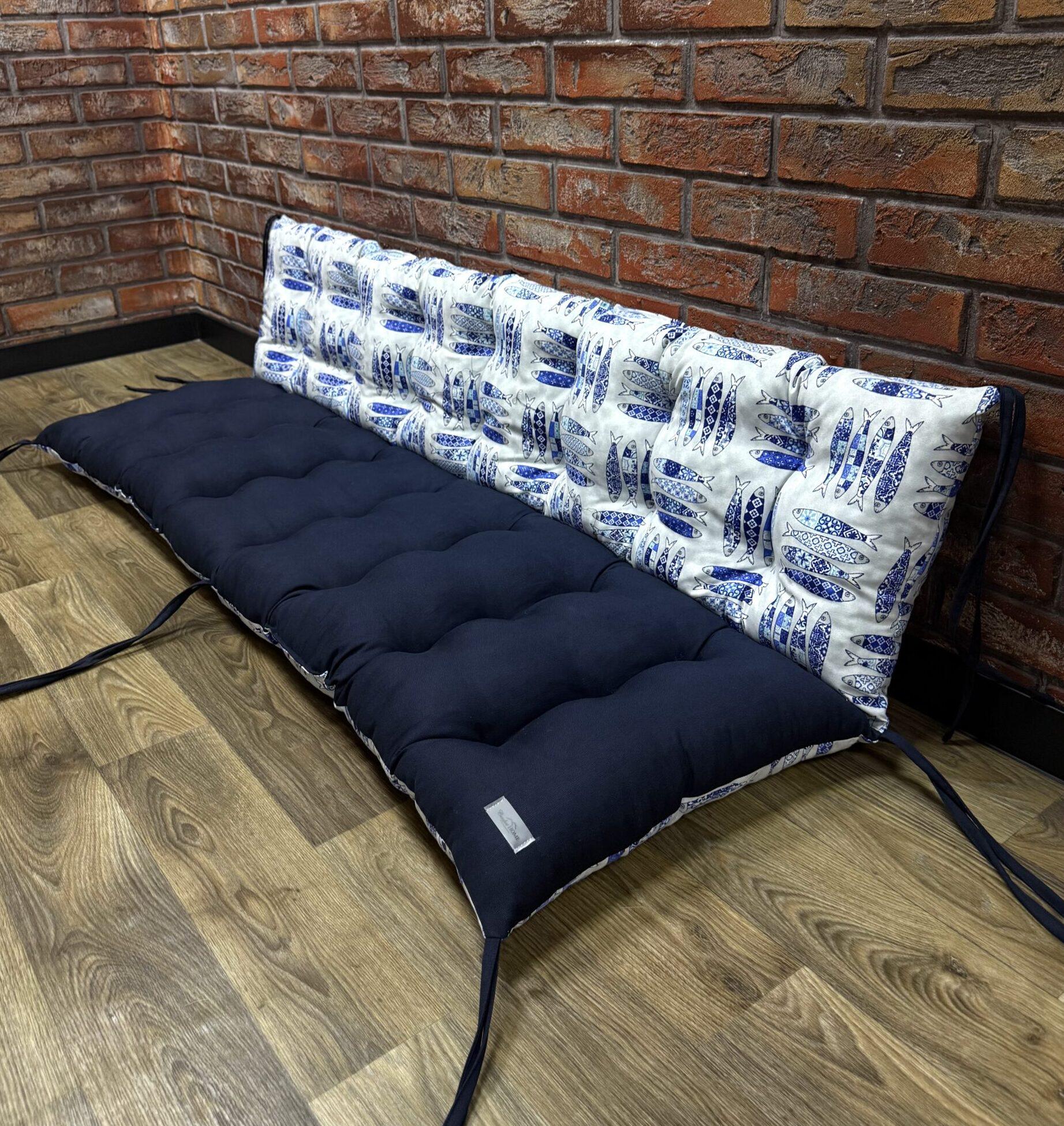 Подушка Comfort Home Ethno fish blue на поддоны/качели/каркасы/садовая мебель комбинированная панама 150х50х50 см