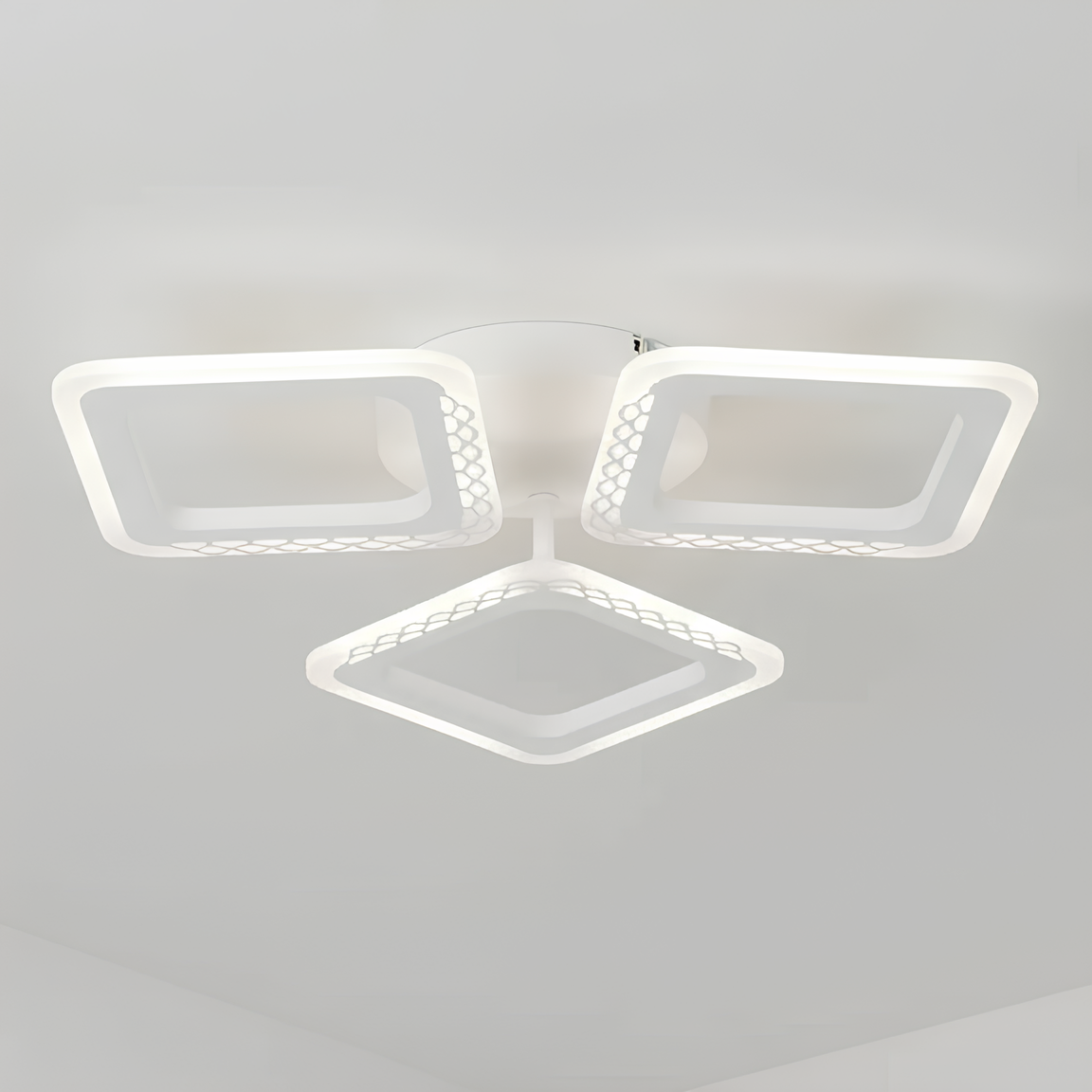 Люстра светодиодная Valeso на три квадратных плафона 3000-6500K с пультом 54W Белый (G 2703/3 WT)