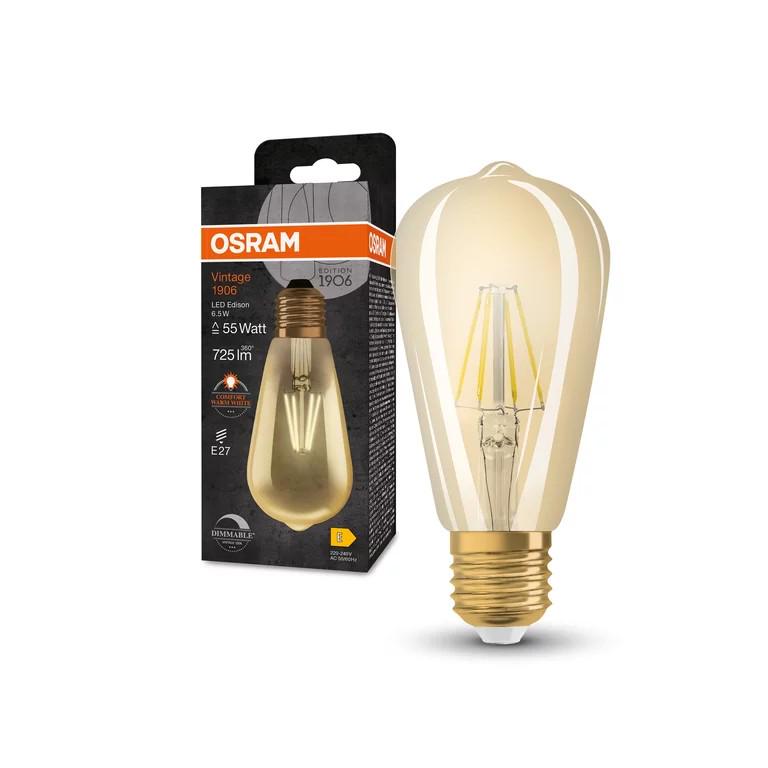 Лампа винтажная Osram VINTAGE 1906 CLASSIC EDISON LED 6,5 W 220 V 650 lm 2400K E27 DIM 64x143 мм (4099854081514)