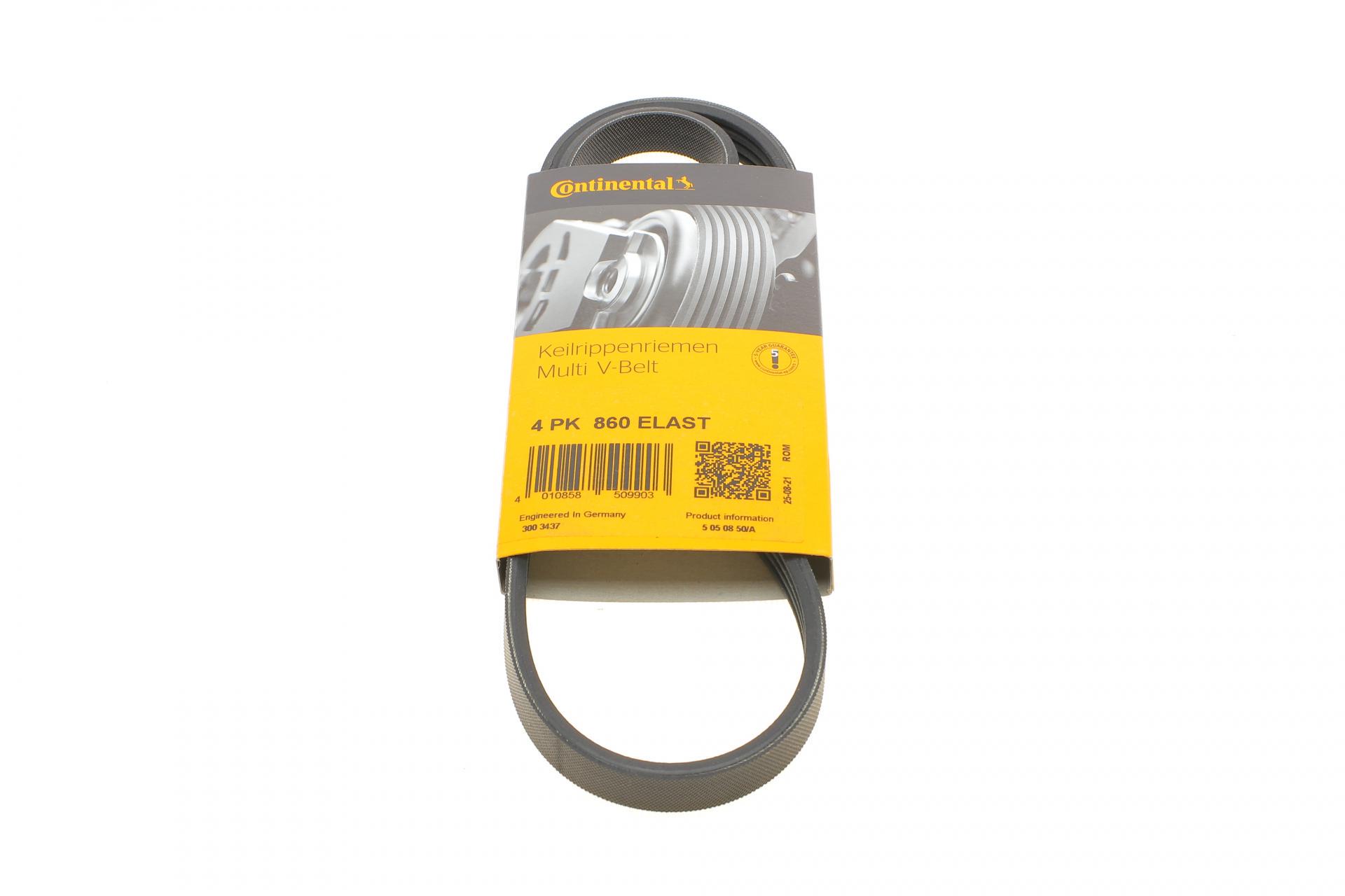 Ремень генератора Continental BMW 3 E46/E90/5 E60/6 E63/X3 E83/X5 E53 03-11 4PK860 ELAST