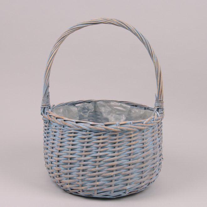 Корзина из лозы Flora Серо-голубой (39852)
