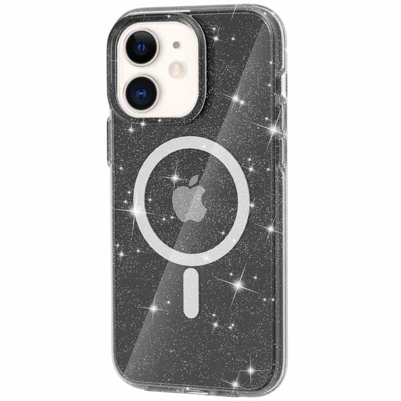 Противоударный Чехол Epik для Apple iPhone 11 (6.1") Galaxy Sparkle (MagFit) TPU Black+Glitter